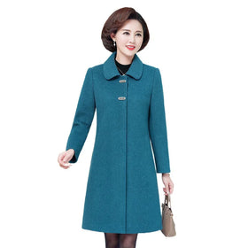 L-5XL Autumn/winter Woolen Coat Jacket Women's Mid Length Windbreaker Thick Winter Coat With Added Cotton