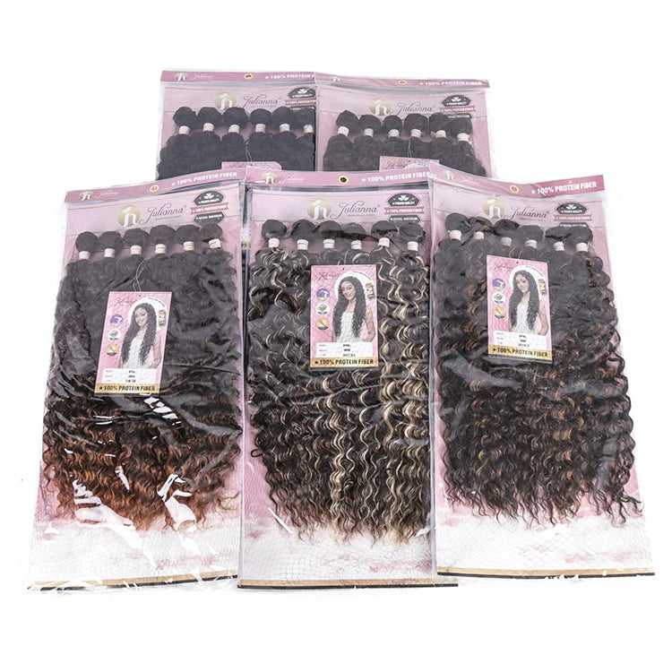 Julianna Wholesale Bulk Protein Organic Heat Resistant Fiber Afro Kinky Curly Weft Synthetic Hair Extensions Bundles Packet Hair