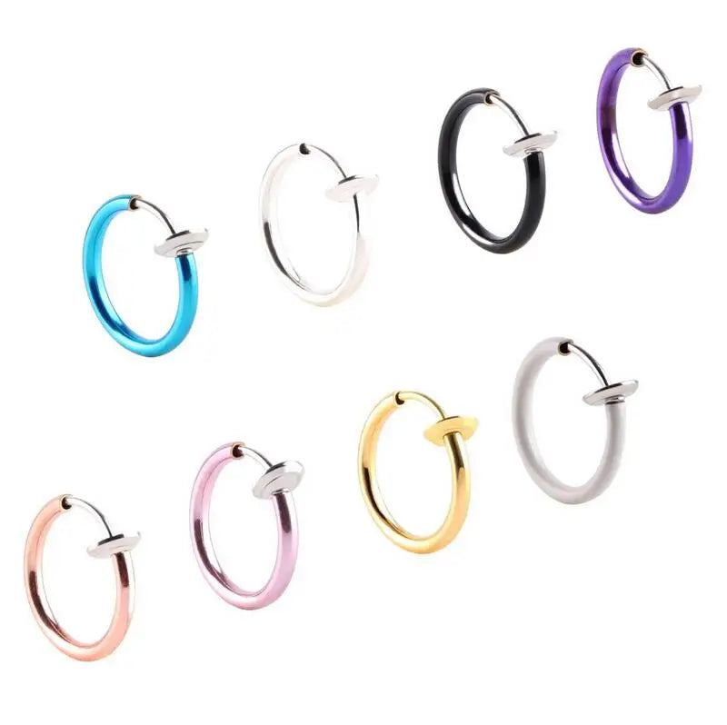 Decoration Round 13mm Faux  Gold Plated Nose Ring Jewelry Hoop Beautiful Earrings Surgical Stainless Steel for Women Men