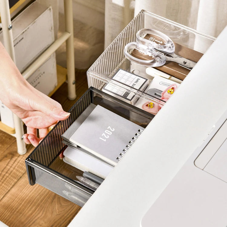 Plastic  Under Desk Drawers Stationery Storage Box Desk Underwear Socks Bras Organizer Top Sale Under Desk Sliding Drawer