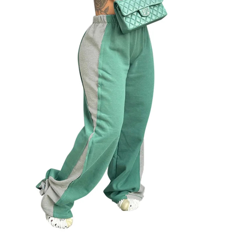 Good Quality Fashion Casual Sport Colorblock Baggy Comfy Long Pants for Women