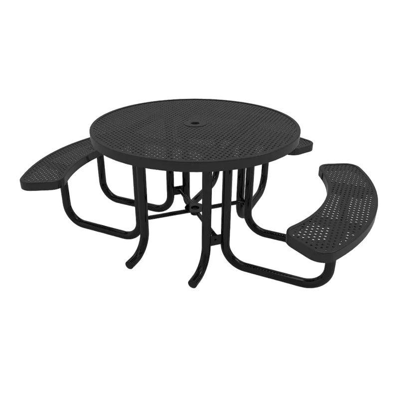 Outdoor Furniture Set Commercial Perforated Steel Disabled Picnic Table Restaurant School Outside Metal Dining Table and Chair