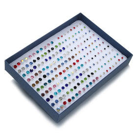 Plastic Rhinestone Stud Earrings for Women Hypoallergenic Earrings Set