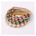 New Design No-Fade Color 18K PVD Gold Plated Stainless Steel Beads Elastic Bracelet Natural Stone Bracelet for Women JBS12633