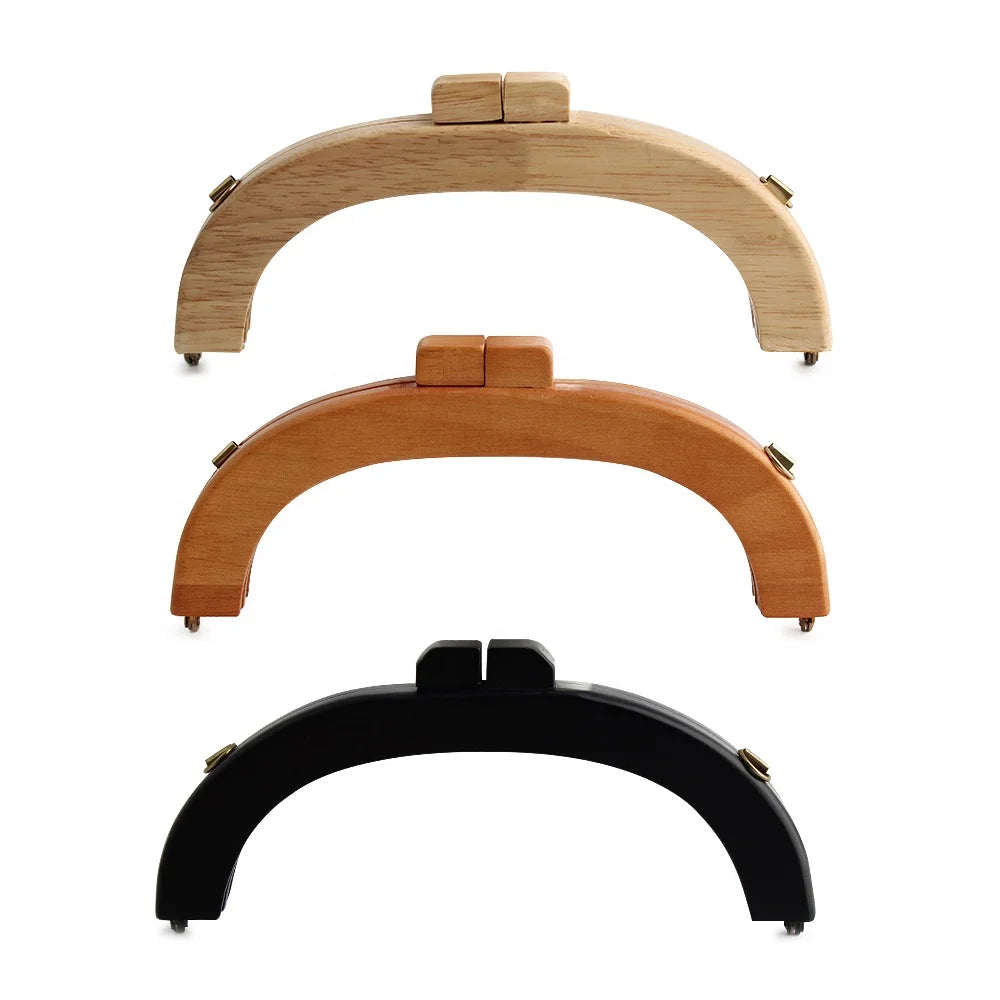 Nolvo World 20cm Natural Square Wooden Bag Handles & Vintage DIY Buckles-Eco-Friendly Handbag Luggage Accessories