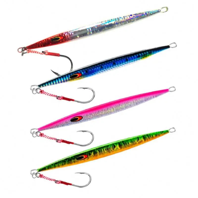80G Offshore Iaser Coating Rigged Metal Slow Jig Fishing Lure Tuna Jigs Luminous Jigging Lead Molds Saltwater Fishing Lures