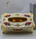 QIAN HU Luxury Retro Floral Design Facial Tissue Box Custom Car Plastic Cover for Table Bar Storage Home Decor Napkins
