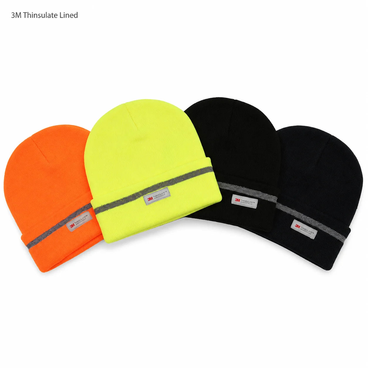 High Visibility Reflective Workwear Beanie Hat Thinsulate Lined Fluorescent Safety Knit Winter Beanie