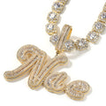 Men's Custom Hip Hop Jewelry Double Layer Cursive Letter Pendants with Gold Plating Personalised Iced Out Name Necklace