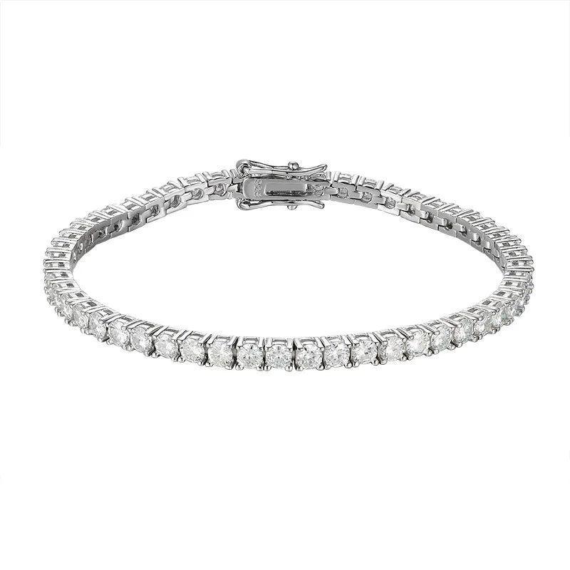 3MM VVS Diamond Chain Bracelet Moissanite Diamond Tennis Chain Bracelet Hip Hop 925 Sterling Silver for Women Bracelet Unisex ZG