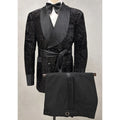 Highend Atmosphere Men's Banquet Performance Clothing Black Flash Suit Set Double Breasted Business Casual Men's Black Suit.