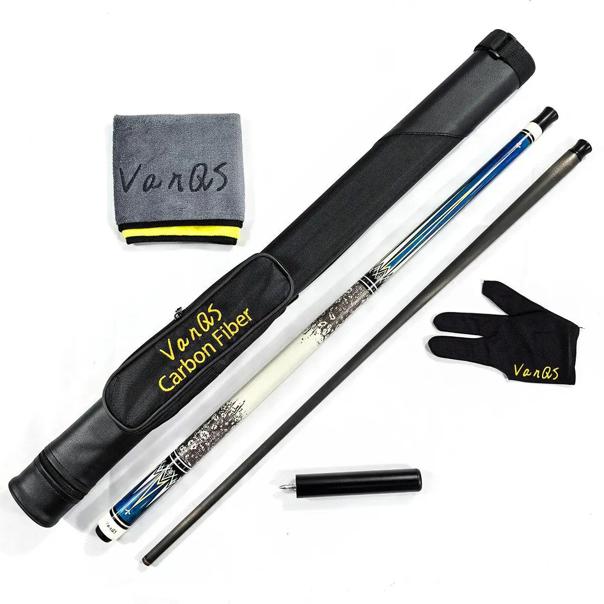 Superior Quality 1/2-pc Carbon Fiber Shaft Billiard Pool Cue VanQS Kit With Accessories MegaBDM