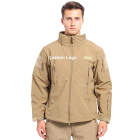 Jacket Tactical Men's Soft Shell Hooded Waterproof Fleece Lined Coat Stand-up Collar Plus Size Outdoor Jacket Waterproof Hooded