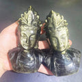 Flashy Guanyin Buddha Statue Carving Crystal Natural Hand Carved Gold Sheen Obsidian Stone Crystal Guanyin Bodhisattva
