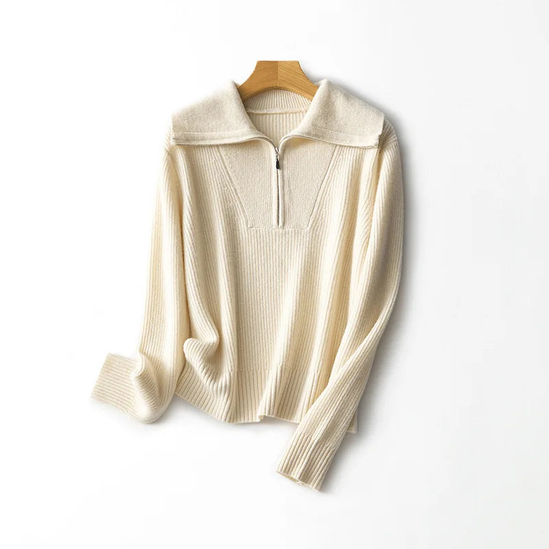 2023 High Quality Custom Women V Neck Knitted 100% Wool Sweater Pullover