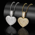 Hip Hop Jewelry Love Gold Iced Out Memory Customized Photo Locket Frame Lock CZ Zircon Diamond Heart Pendant