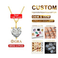 Luxury Simple Pendant Necklace Woman Engagement Gift Vacuum Heart 14K Gold 3 Prongs 1ct 2ct 3ct Heart Cut Moissanite Pendant MegaBDM