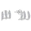 925 Sterling Silver Rhodium Plated Triple Wave CZ Stud Earrings for Women Sparkling Zircon Fashion Jewelry for Party Wedding