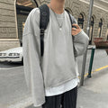 Autumn Men's Heavyweight Cotton Fleece Pullover Hoodies Oversized Plus Size Custom Logo Fake Twopiece Crewneck Plain Sweatshirts