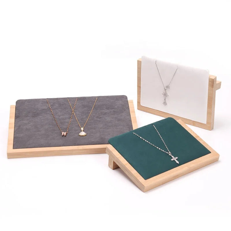 Lilai XL001 Wood Velvet Simple Modern Jewelry Necklace Display Stand with Customizable Logo