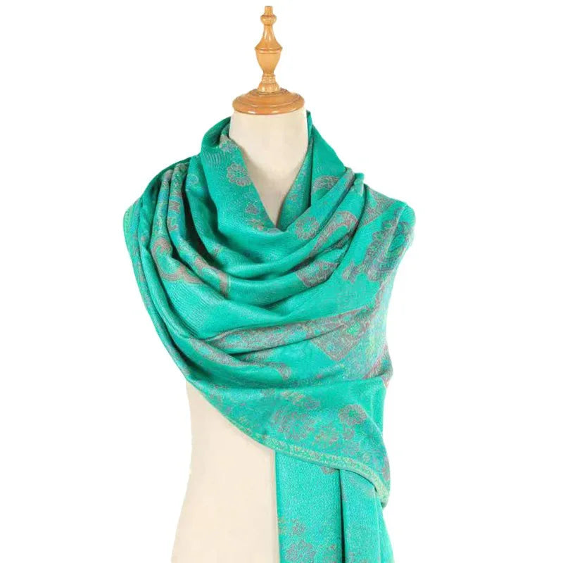 Hot Sale Scarf Ethnic Style Jacquard Pashmina Multi Use Ladies Shawls Scarf Pashmina With Tassel