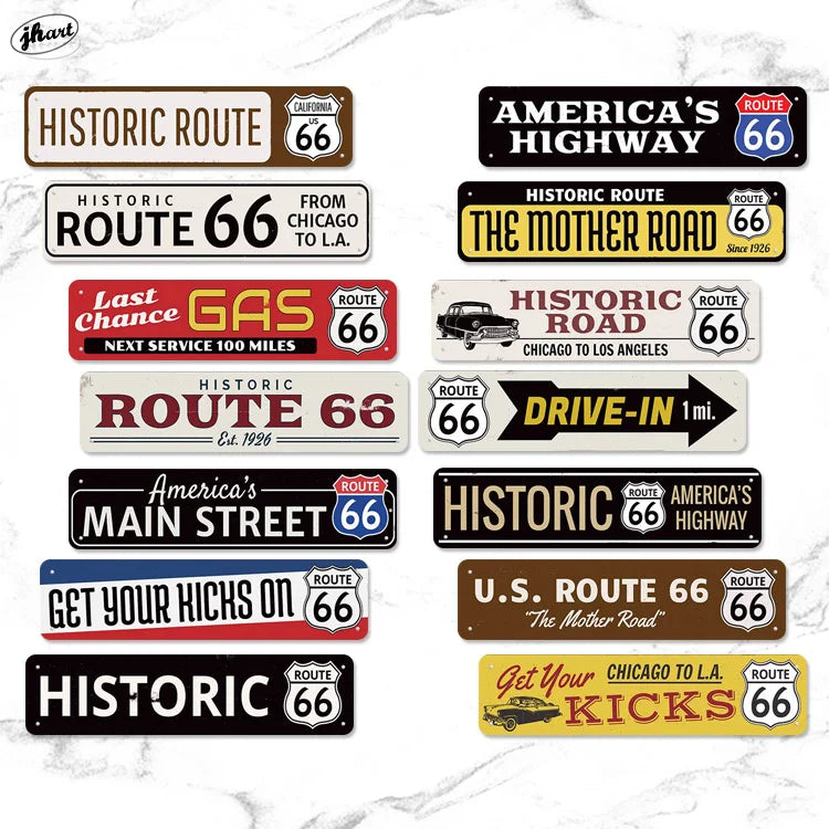 ROUTE 66 Metal Signs Custom Street Sign Tin Plate Vintage Wall Decor Bar Club Cafe Metal Poster 10x40CM Garage Decor Sign Sales