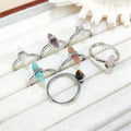 Fashion Trendy High Quality Jewelry Butterfly Crystal Double Point Bead Silver Plated Adjustable Gemstone Rings Women Gift