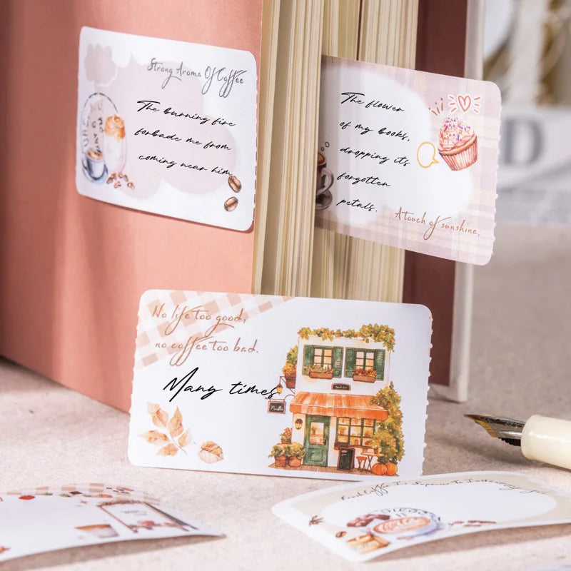 1 Roll Sticky Note Roll Warm Coffee Diary Series Coffee Theme Handbook Material Decoration