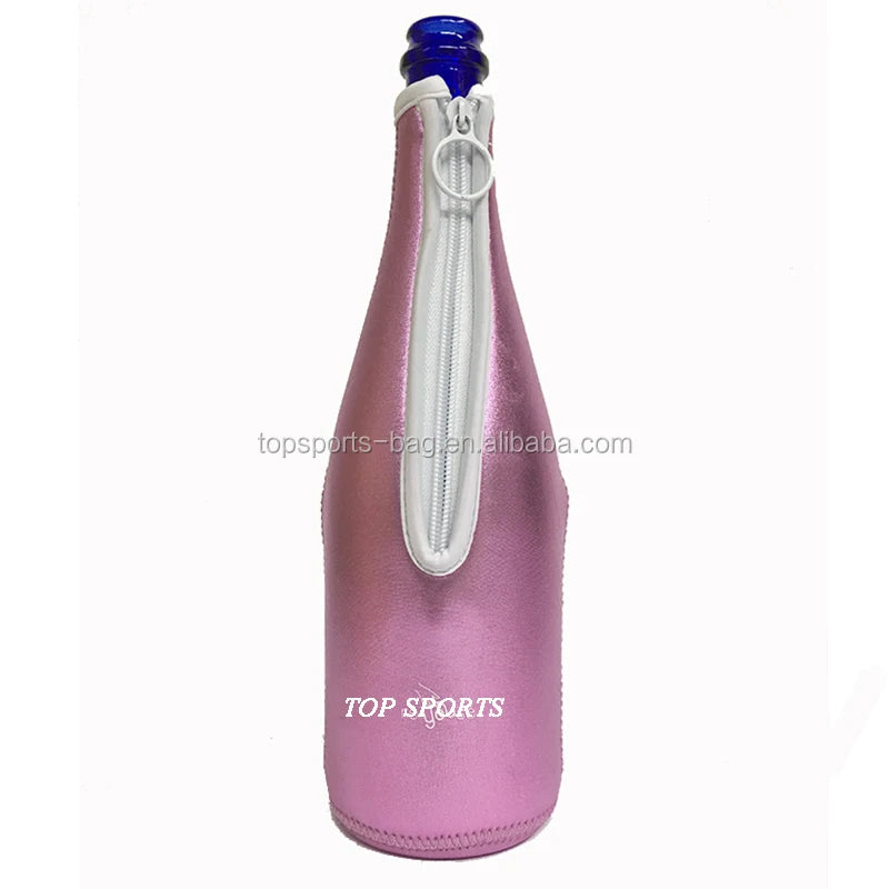 Trendy Rose Gold Insulated Neoprene Glitter Champagne Bag