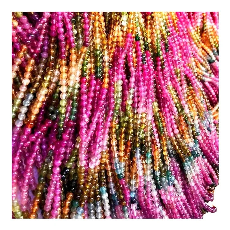 Natural multicolor tourmaline beads full strand 6mm round multicolor tourmaline beads