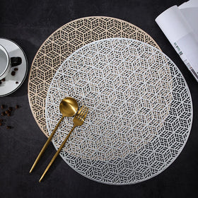Vintage Woven PVC Placemat Anti-Skid Heat-Insulation Beaded Dining Table Non-Slip Table Mat for Kitchen Home Wedding Christmas