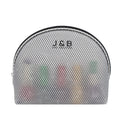 Personalized Logo Summer Beach Style Waterproof Half Moon Round Mesh EVA Mini Cosmetic Bag Wash Beauty Pouch Bath Goods Storage