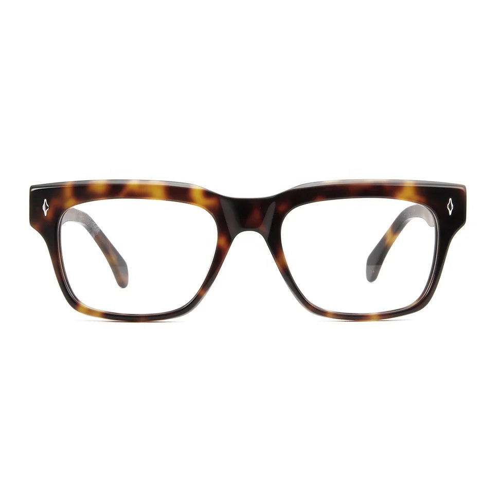 High Quality Eyeglasses Frame Men Vintage Rivet Square Acetate Optical Eyewear Frames Luxury Prescription Glasses for Women