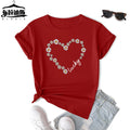 Wholesale Summer 2025 New Design Eco-Friendly Casual Women's Loose Crew Neck T-Shirt Breathable Heat-Transfer Printed Logo Heart