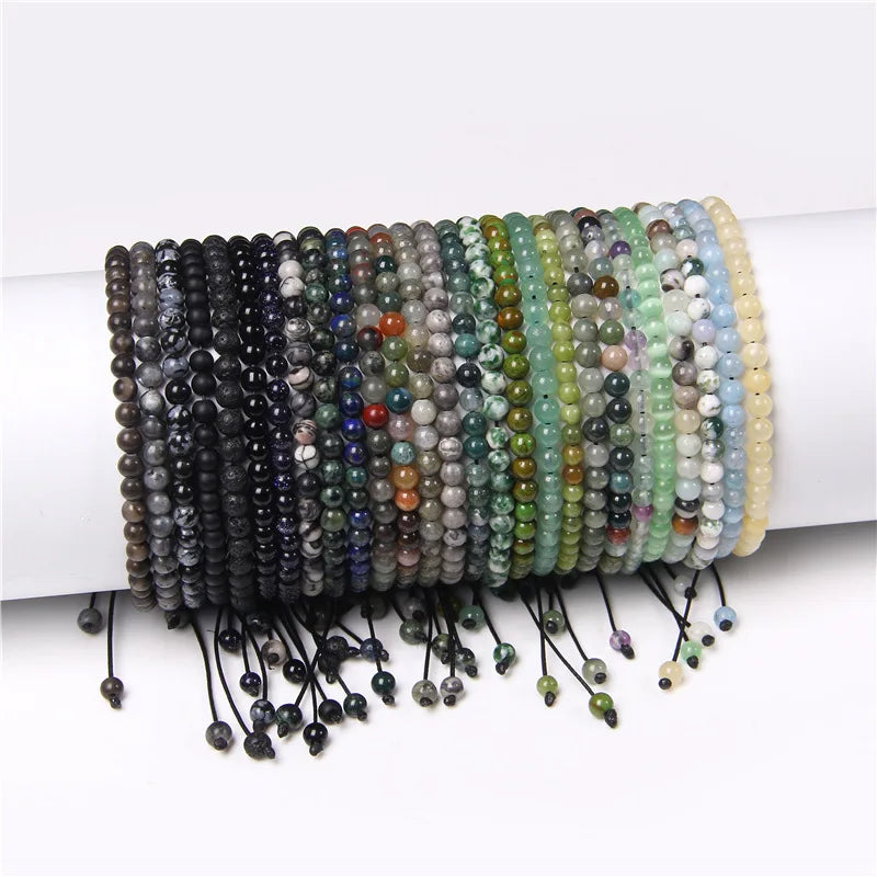 Custom Adjustable Crystal Agate Turquoise Charm Beads Natural Stone Beaded Bracelets for Women Men Jewelry