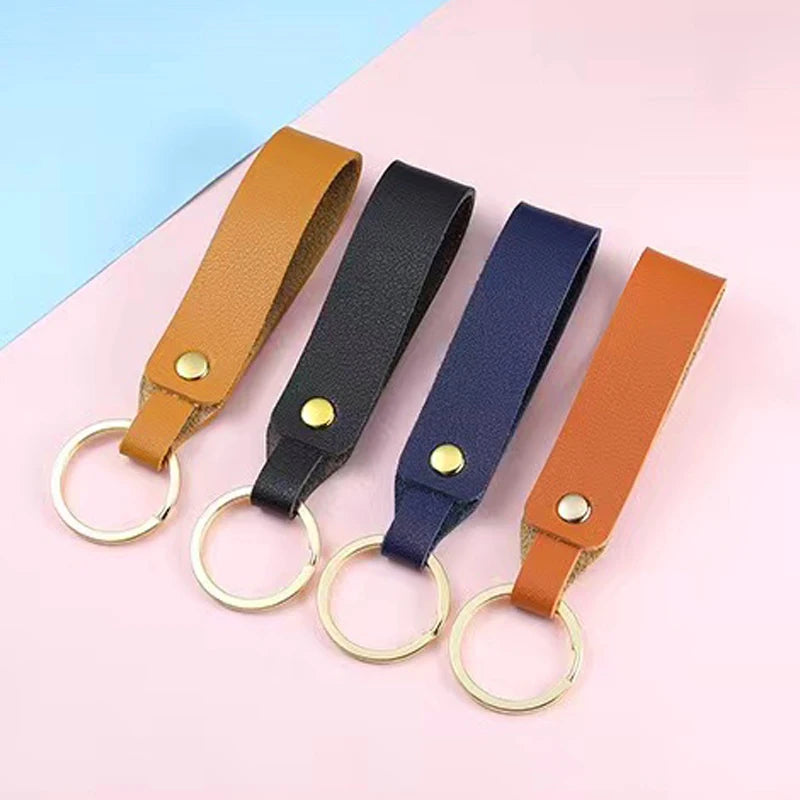 Wholesales Custom Blank Factory Cheap Price  PU Key Tag  Leather Keychain for Promotion