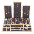 Black Velvet Jewelry Display Stand Set Luxury Bamboo Necklace Earring Jewelry Display Tray for Jewelry Store