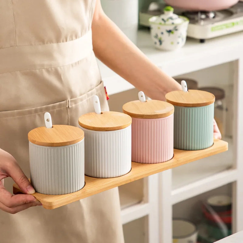 Spice Jar Food Containers Spice Jars With Bamboo Lids Set Cup Spice Jars With Lid