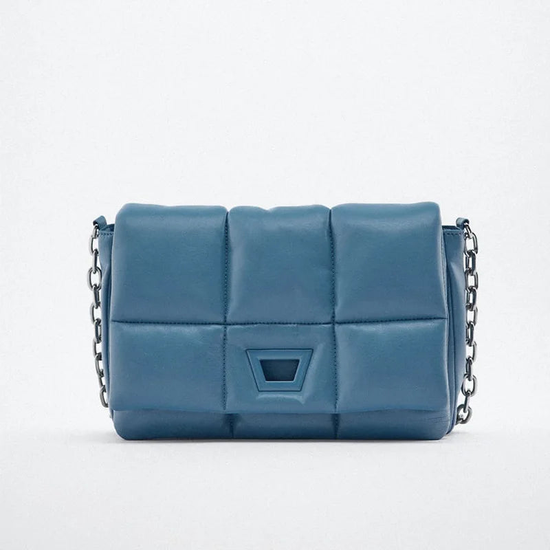 Fashion Younger Colors Puffer PU Quilted Ruffles Women Shoulder Bags Sling Handbags Tote Large Capacity