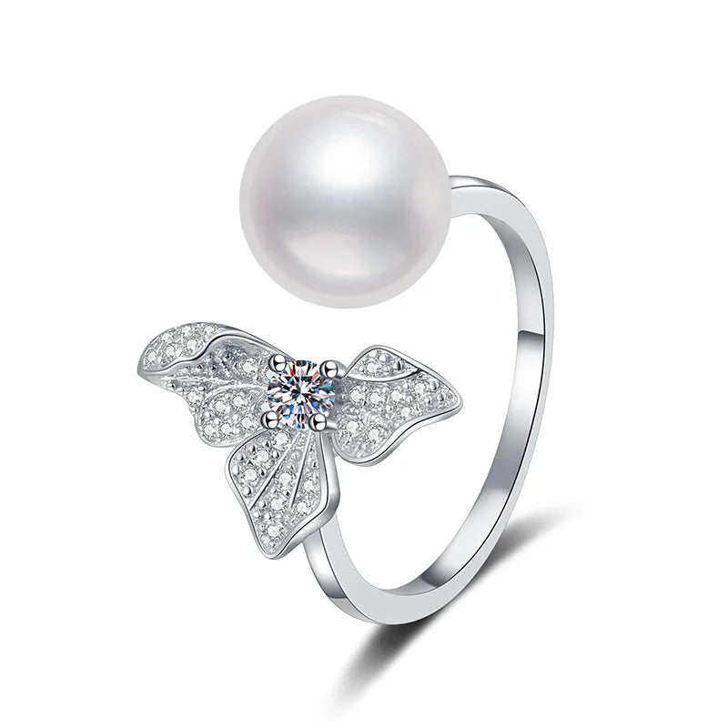S925 Sterling Silver Adjustable Ring with Freshwater Pearl Durable and Stylish Jewelry Accessory