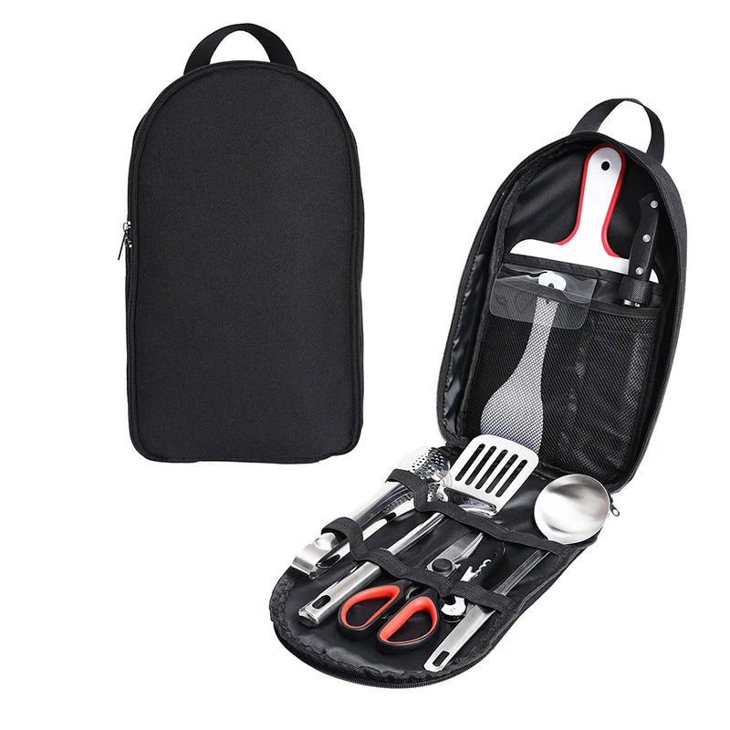 Outdoor Camping Tableware Storage Bag Cookware Container Bag Kitchen Cooking Utensil Organizer Pouch Travel BBQ Tool Storage Bag