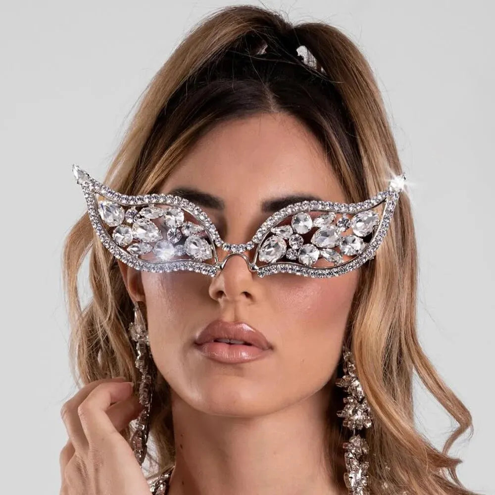 Exaggerated Geometric Frames Superior Sense Personality Rhinestone Frames Party Accessories Eyes Frame