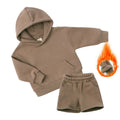 Casual Winter Children's Clothing Girls' Fleece Blank Hoodie Shorts Boys Sweatshirts Sweatpants Tracksuits Sweatsuit 2pcs Set