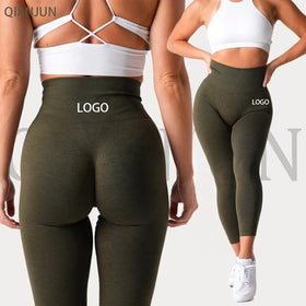 Custom LOGO Leggings for Women High Waist GYM Activewear Butt Lift Yoga Pants Elastic Compression Scrunch Seamless Yoga Leggings