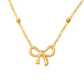 Unisex Stainless Steel Necklace for Kids Simple18K Gold Plated Hollow Bow Cute Jewelry for Anniversaries Weddings and Parties