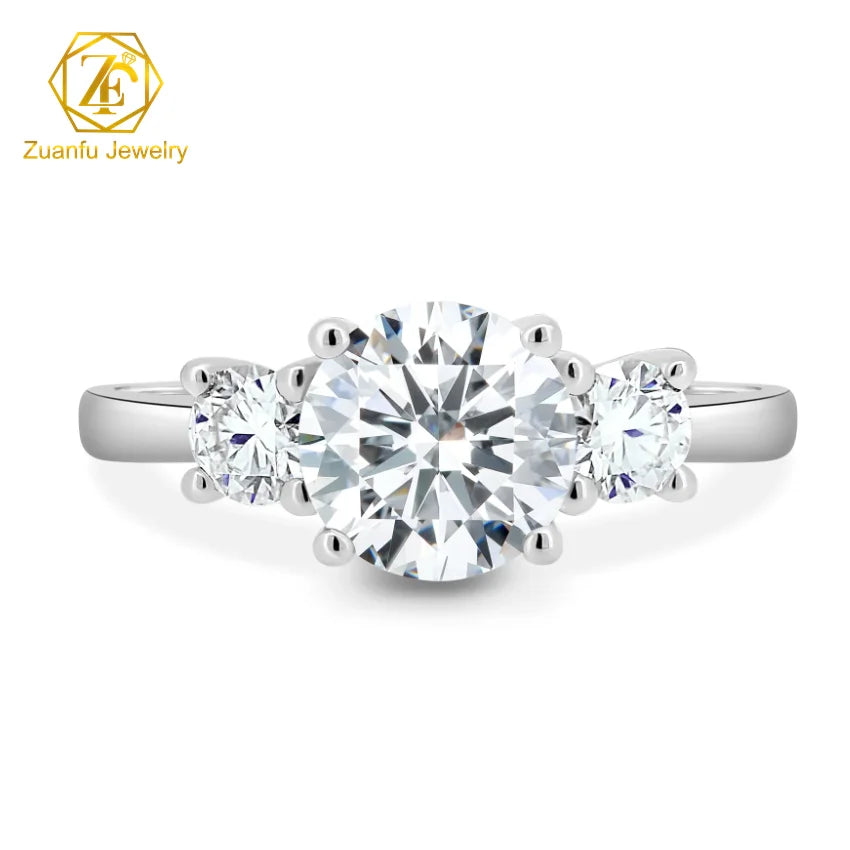 Custom Rings Manufacturer Fine Jewelry Luxury 925 Sterling Silver 2ct Moissanite Promise Wedding Engagement Rings Women