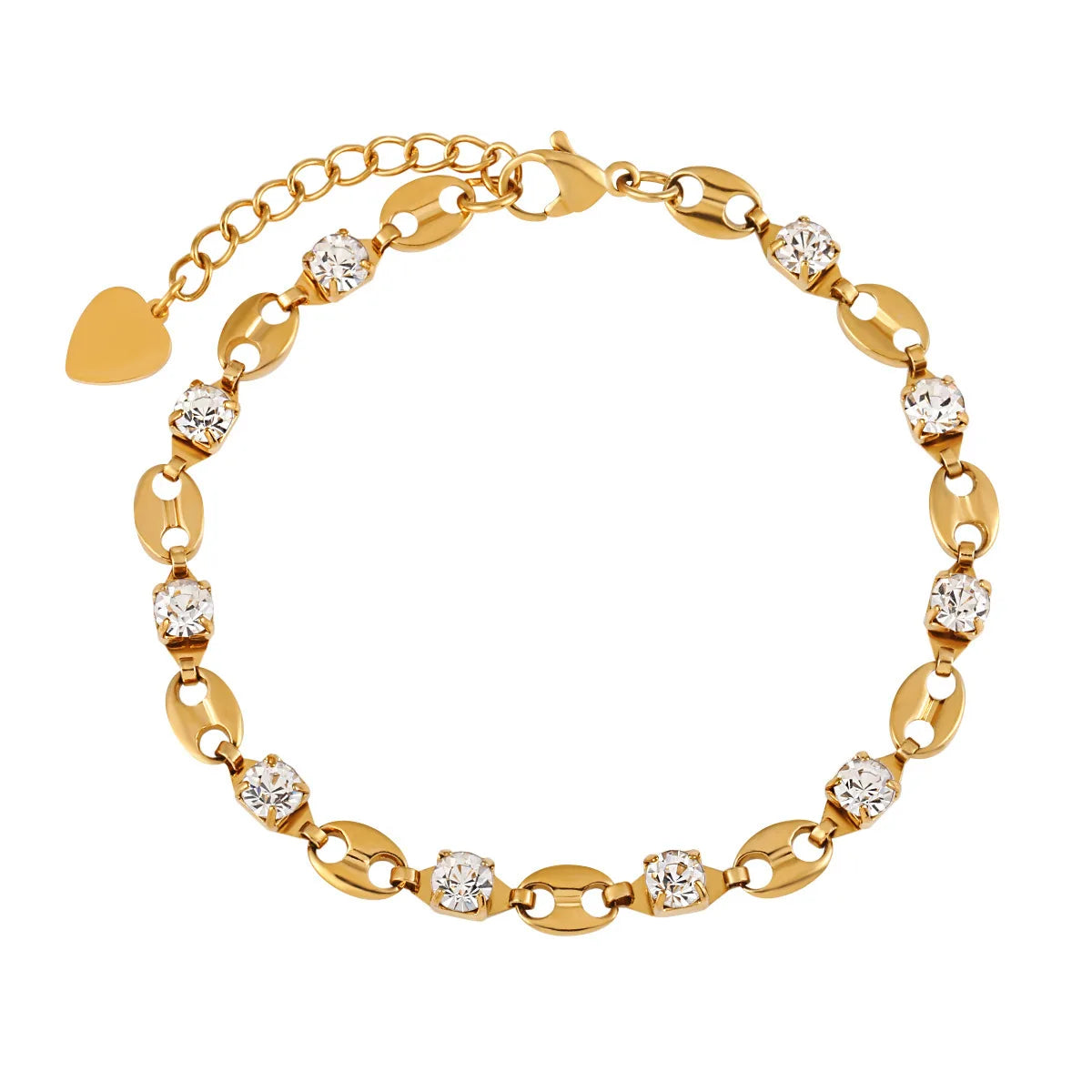 Japanese Korean Style Ins Simple All-match Pig Nose Four-claw Diamond Bracelet Fashionable Personalized Gold-Plated Titanium