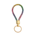 Hot Selling Rainbow Rhinestone Bling Car Key Rings Resin Key Chain for Women