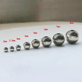 GP US Navajo Pearls Beads Round Seamless Bead 925 Sterling Silver Smooth Oxidized S925 Pearls Permanent Jewelry Chains Making