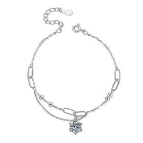 1CT Moissanite Bracelet for Women Engagement Party D Color VVS1 925 Sterling Silver Fine Jewelry for Girlfriend